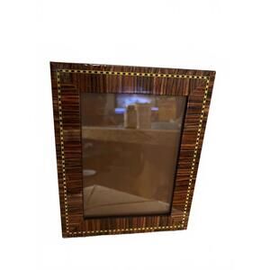 Vtg. Natalini Italy Marquetry Zebra Wood Veneer Picture Frame 7"x9"